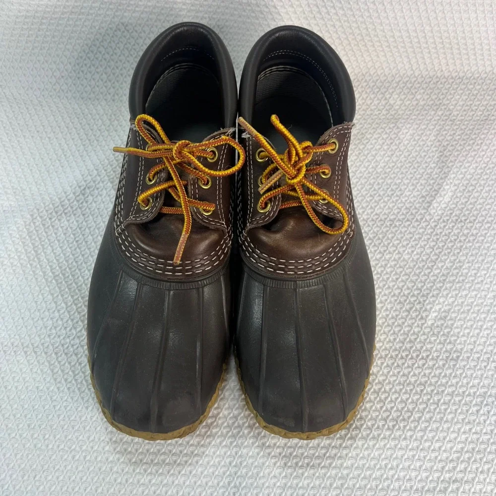 LL Bean Bean Boots Mens Brown Leather Waterproof Duck Shoes US 9? See Sizing